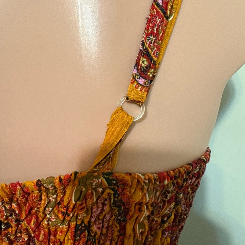 Earthbound Trading Co. small bohemian-style dress orange and red paisley print‎ - Picture 7 of 12